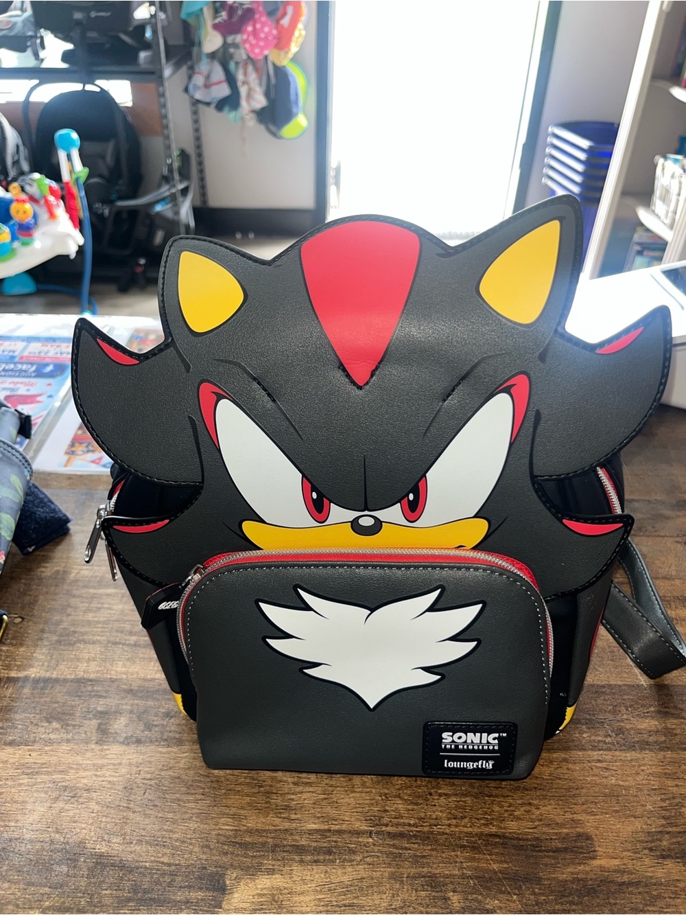 LOUNGEFLY SHADOW THE HEDGEHOG COSPLAY MINI BACKPACK - BLACK